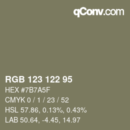 カラーコード: RGB 123 122 95 | qconv.com