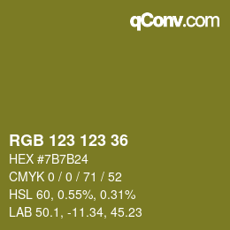 Color code: RGB 123 123 36 | qconv.com