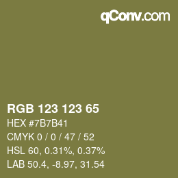 カラーコード: RGB 123 123 65 | qconv.com