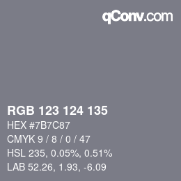 Farbcode: RGB 123 124 135 | qconv.com