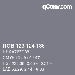 カラーコード: RGB 123 124 136 | qconv.com