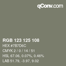 Code couleur: RGB 123 125 108 | qconv.com
