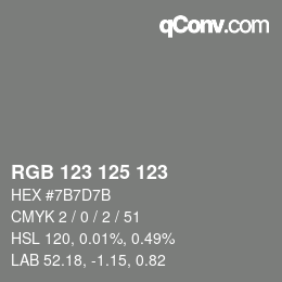 Color code: RGB 123 125 123 | qconv.com