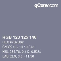 颜色代码: RGB 123 125 146 | qconv.com