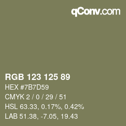Farbcode: RGB 123 125 89 | qconv.com