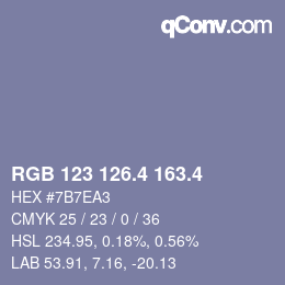 カラーコード: RGB 123 126.4 163.4 | qconv.com