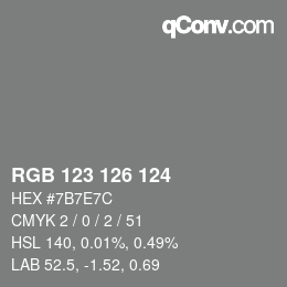 Farbcode: RGB 123 126 124 | qconv.com