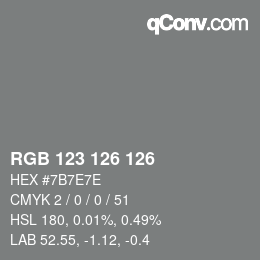 Farbcode: RGB 123 126 126 | qconv.com