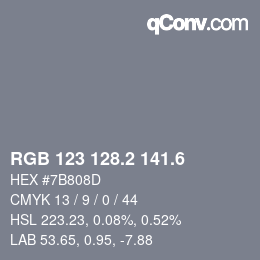 カラーコード: RGB 123 128.2 141.6 | qconv.com