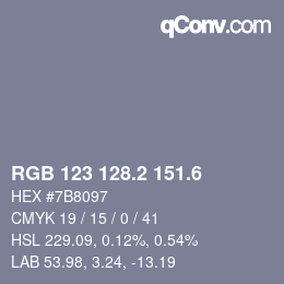カラーコード: RGB 123 128.2 151.6 | qconv.com