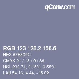 カラーコード: RGB 123 128.2 156.6 | qconv.com