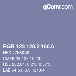 カラーコード: RGB 123 128.2 166.6 | qconv.com