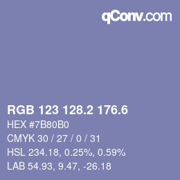 カラーコード: RGB 123 128.2 176.6 | qconv.com