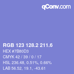 カラーコード: RGB 123 128.2 211.6 | qconv.com