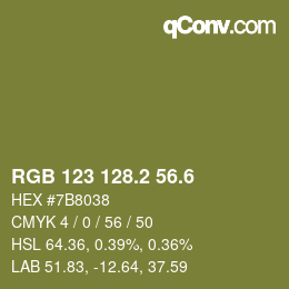 カラーコード: RGB 123 128.2 56.6 | qconv.com