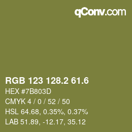カラーコード: RGB 123 128.2 61.6 | qconv.com