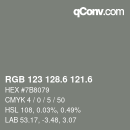カラーコード: RGB 123 128.6 121.6 | qconv.com