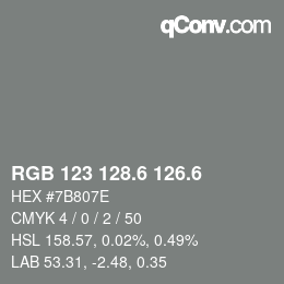 カラーコード: RGB 123 128.6 126.6 | qconv.com