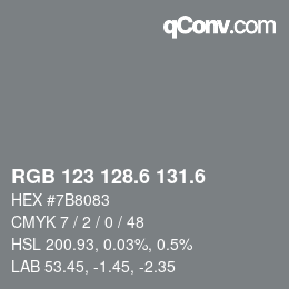 カラーコード: RGB 123 128.6 131.6 | qconv.com