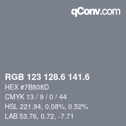 カラーコード: RGB 123 128.6 141.6 | qconv.com