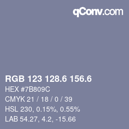 カラーコード: RGB 123 128.6 156.6 | qconv.com