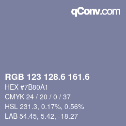 カラーコード: RGB 123 128.6 161.6 | qconv.com