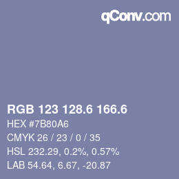 カラーコード: RGB 123 128.6 166.6 | qconv.com