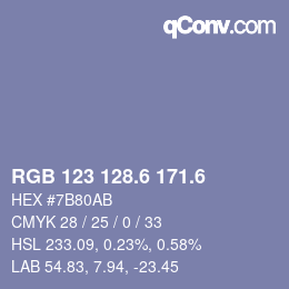 カラーコード: RGB 123 128.6 171.6 | qconv.com