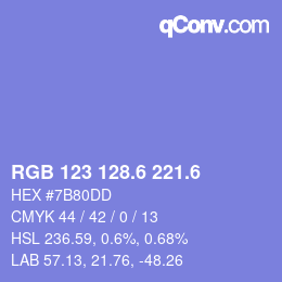 カラーコード: RGB 123 128.6 221.6 | qconv.com