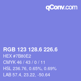 カラーコード: RGB 123 128.6 226.6 | qconv.com