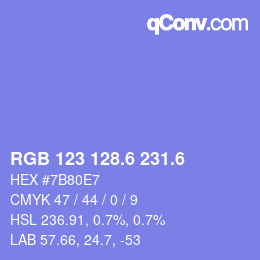 カラーコード: RGB 123 128.6 231.6 | qconv.com