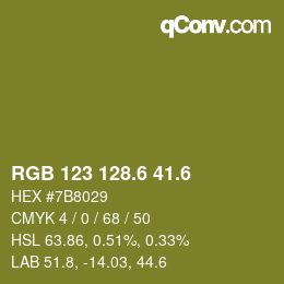 カラーコード: RGB 123 128.6 41.6 | qconv.com