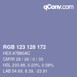 カラーコード: RGB 123 128 172 | qconv.com