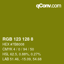 カラーコード: RGB 123 128 8 | qconv.com