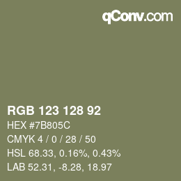 颜色代码: RGB 123 128 92 | qconv.com