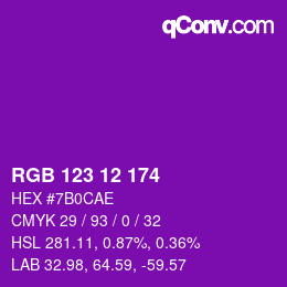 Color code: RGB 123 12 174 | qconv.com