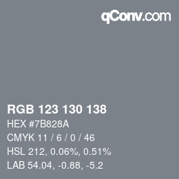 颜色代码: RGB 123 130 138 | qconv.com