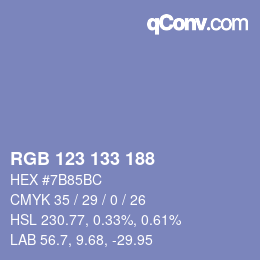 Color code: RGB 123 133 188 | qconv.com