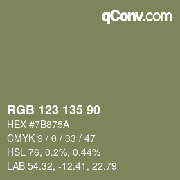 Farbcode: RGB 123 135 90 | qconv.com