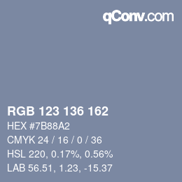 Código de color: RGB 123 136 162 | qconv.com