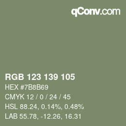 カラーコード: RGB 123 139 105 | qconv.com