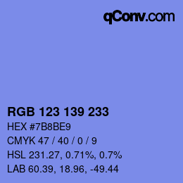 Color code: RGB 123 139 233 | qconv.com