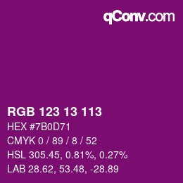 カラーコード: RGB 123 13 113 | qconv.com