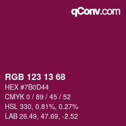 カラーコード: RGB 123 13 68 | qconv.com