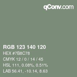 颜色代码: RGB 123 140 120 | qconv.com