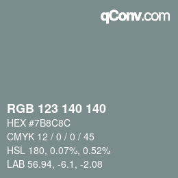 カラーコード: RGB 123 140 140 | qconv.com