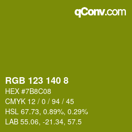 颜色代码: RGB 123 140 8 | qconv.com