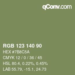 Farbcode: RGB 123 140 90 | qconv.com