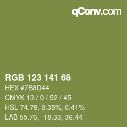 颜色代码: RGB 123 141 68 | qconv.com