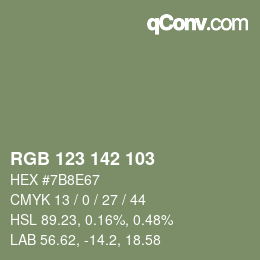 颜色代码: RGB 123 142 103 | qconv.com